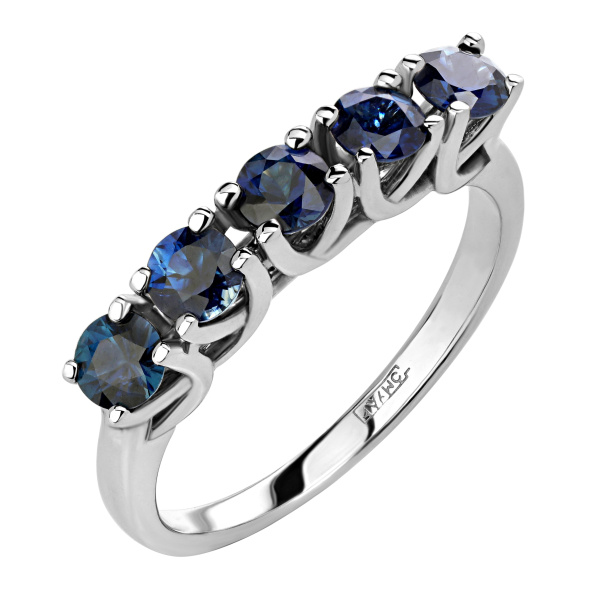 Золотое кольцо из белого золота 585 с натуральными сапфирами